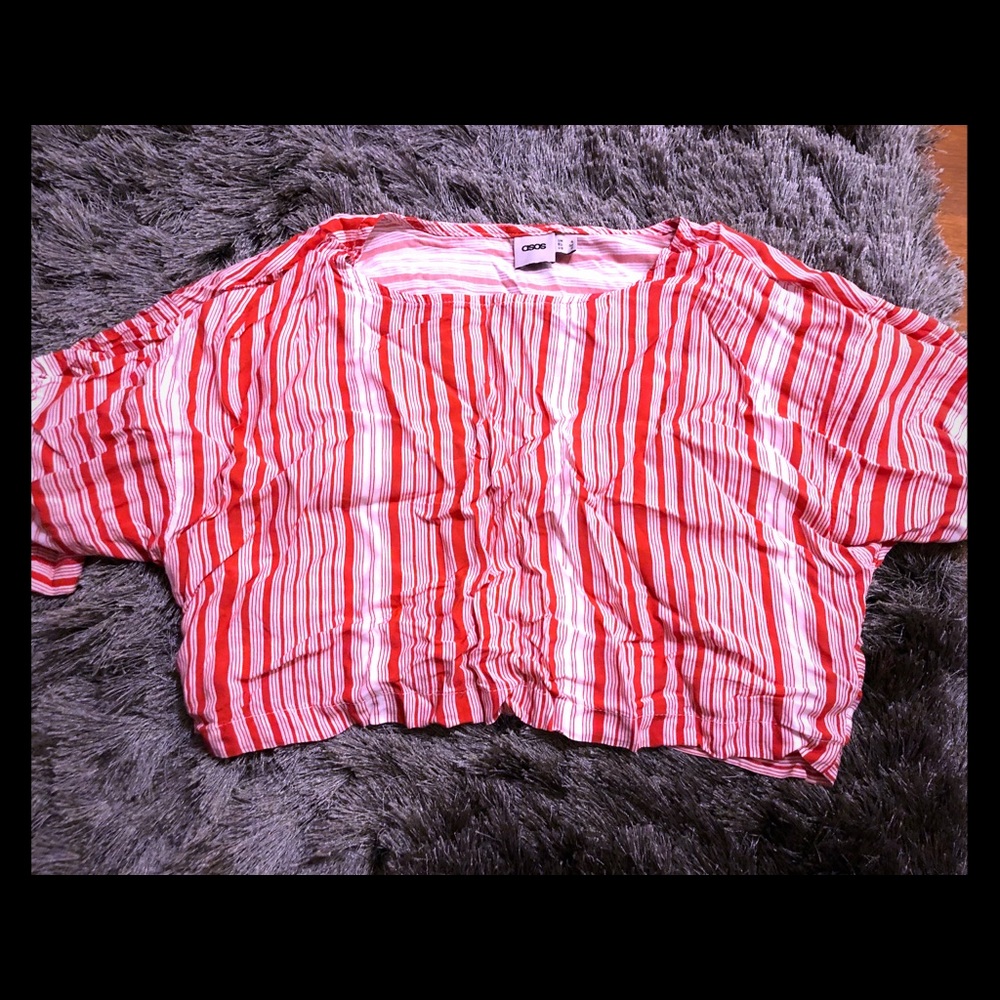 ASOS tops tee, 100% viscose size 0, red line
